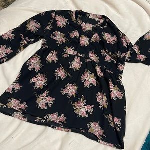 Black and pink floral blouse.